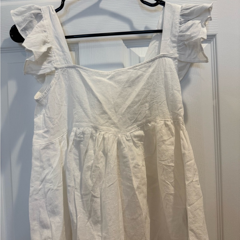 White Ruffled Sleeve Dress